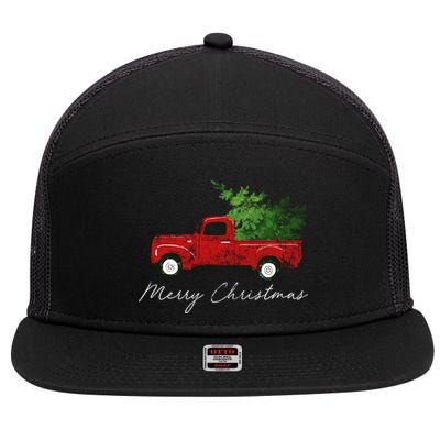 Vintage Wagon Christmas Truck 7 Panel Mesh Trucker Snapback Hat