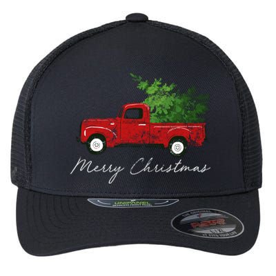 Vintage Wagon Christmas Truck Flexfit Unipanel Trucker Cap