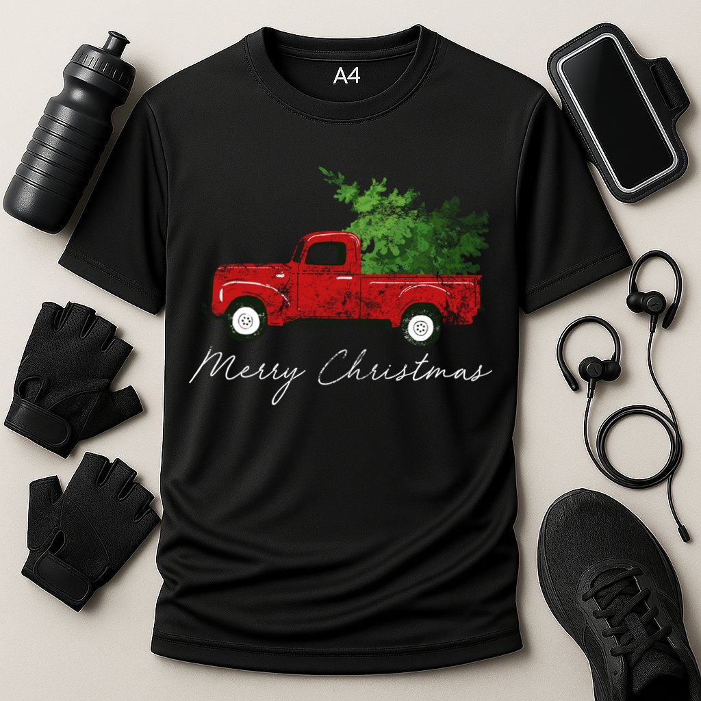 Vintage Wagon Christmas Truck Performance Shirt
