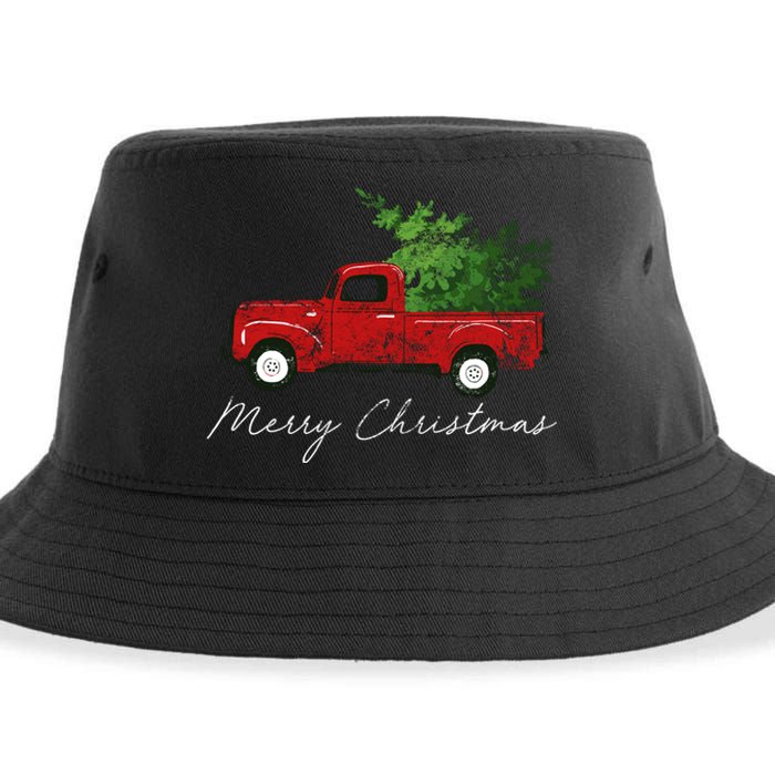 Vintage Wagon Christmas Truck Sustainable Bucket Hat