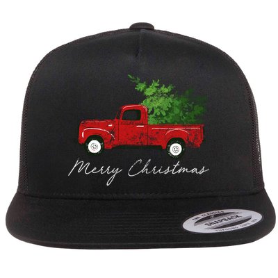 Vintage Wagon Christmas Truck Flat Bill Trucker Hat