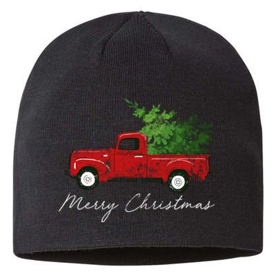 Vintage Wagon Christmas Truck Sustainable Beanie