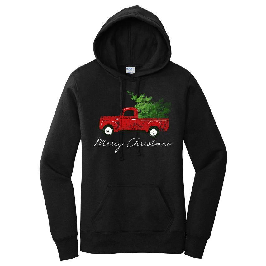 Vintage Wagon Christmas Truck Women's Pullover Hoodie