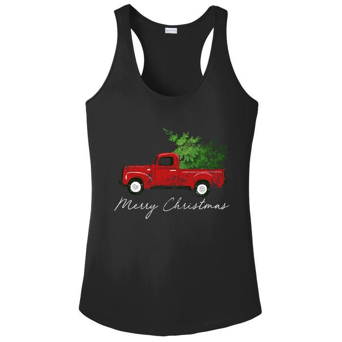 Vintage Wagon Christmas Truck Ladies PosiCharge Competitor Racerback Tank