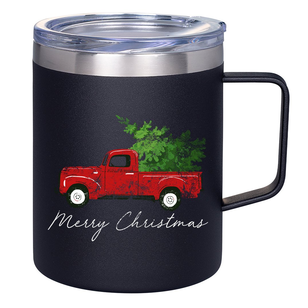 Vintage Wagon Christmas Truck 12oz Stainless Steel Coffee Mug