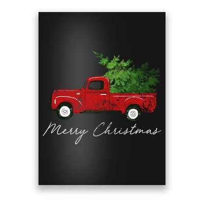 Vintage Wagon Christmas Truck Poster