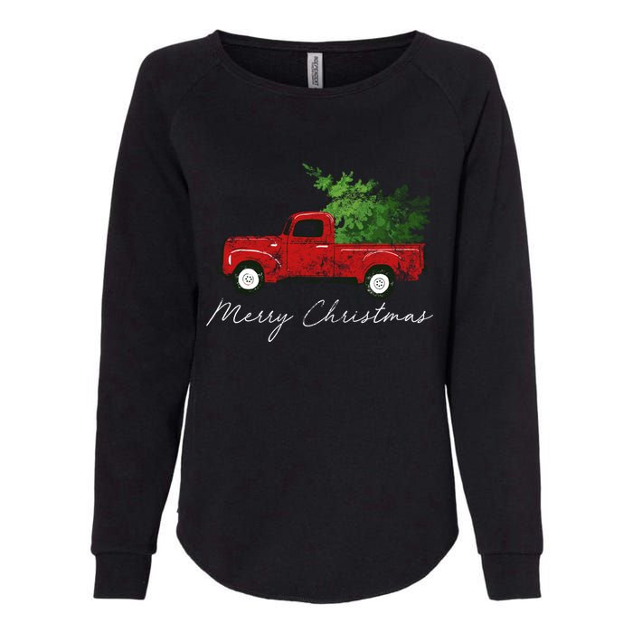 Vintage Wagon Christmas Truck Womens California Wash Sweatshirt