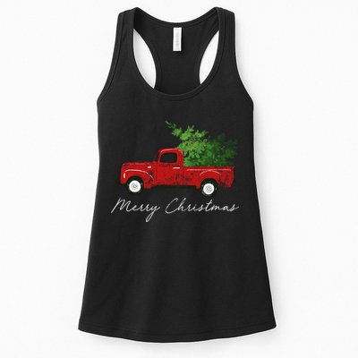 Vintage Wagon Christmas Truck Womens Tank Top