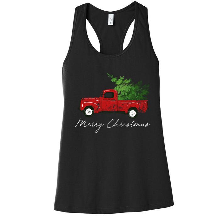 Vintage Wagon Christmas Truck Women's Racerback Tank