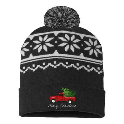 Vintage Wagon Christmas Truck USA-Made Snowflake Beanie