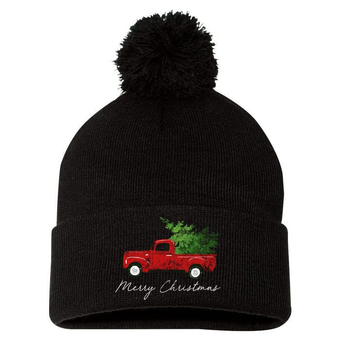 Vintage Wagon Christmas Truck Pom Pom 12in Knit Beanie