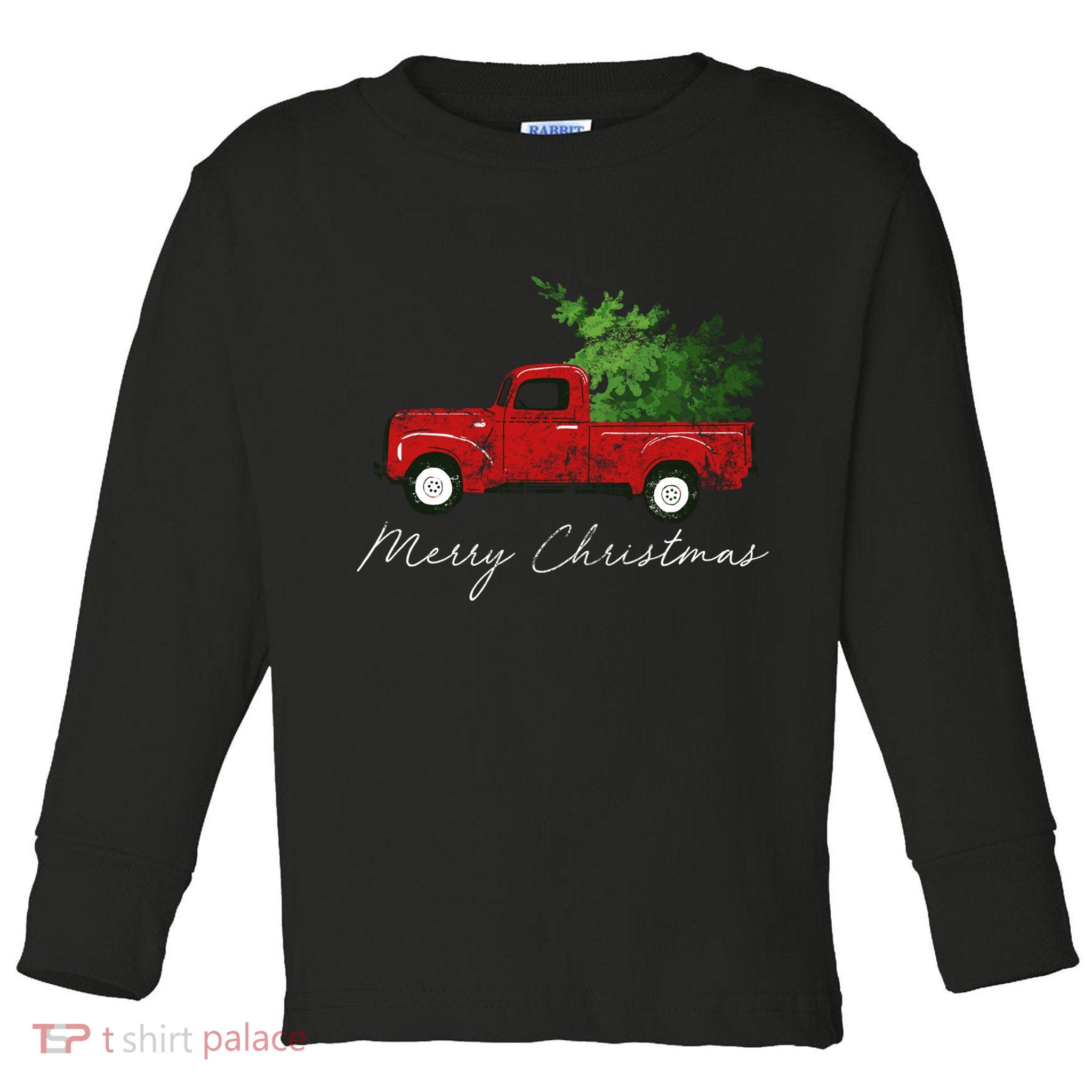 Vintage Wagon Christmas Truck Toddler Long Sleeve Shirt
