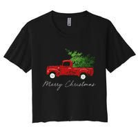 Vintage Wagon Christmas Truck Women's Crop Top Tee