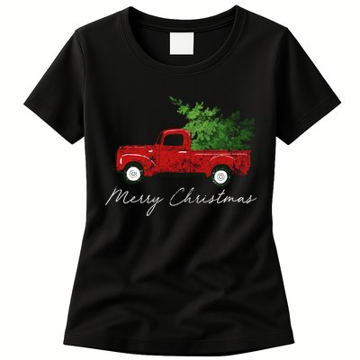 Vintage Wagon Christmas Truck Womens T-Shirt
