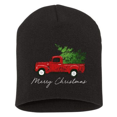 Vintage Wagon Christmas Truck Short Acrylic Beanie