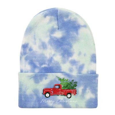 Vintage Wagon Christmas Truck Tie Dye 12in Knit Beanie