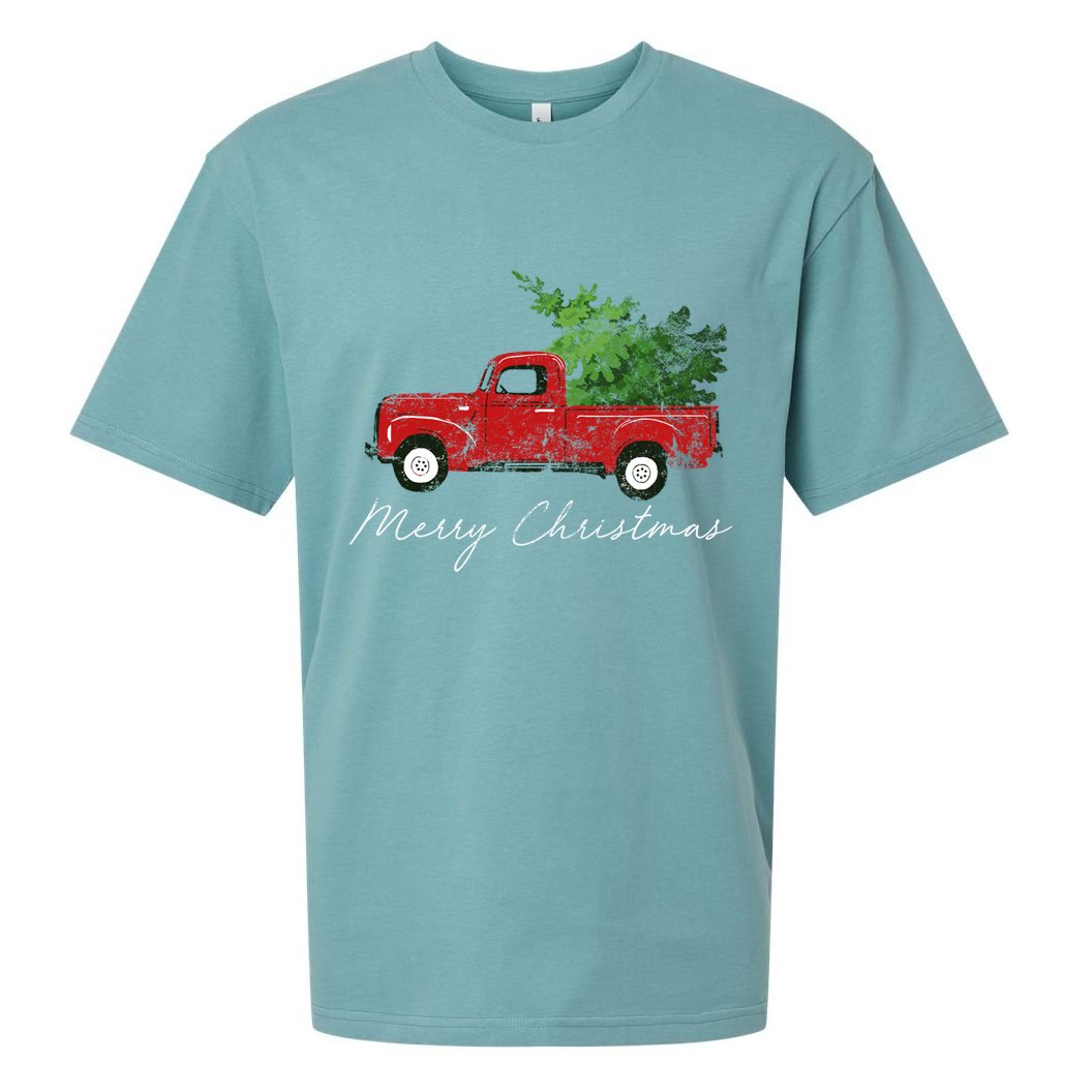 Vintage Wagon Christmas Truck Sueded Cloud Jersey T-Shirt