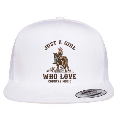 Vintage Western Cowgirl Just A Girl Who Love Country Music Flat Bill Trucker Hat