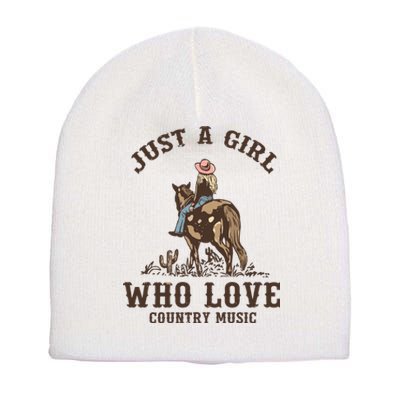 Vintage Western Cowgirl Just A Girl Who Love Country Music Short Acrylic Beanie