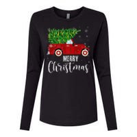 Vintage Wagon Christmas Tree On Car Xmas Vacation Womens Cotton Relaxed Long Sleeve T-Shirt