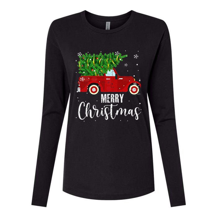 Vintage Wagon Christmas Tree On Car Xmas Vacation Womens Cotton Relaxed Long Sleeve T-Shirt