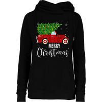 Vintage Wagon Christmas Tree On Car Xmas Vacation Womens Funnel Neck Pullover Hood