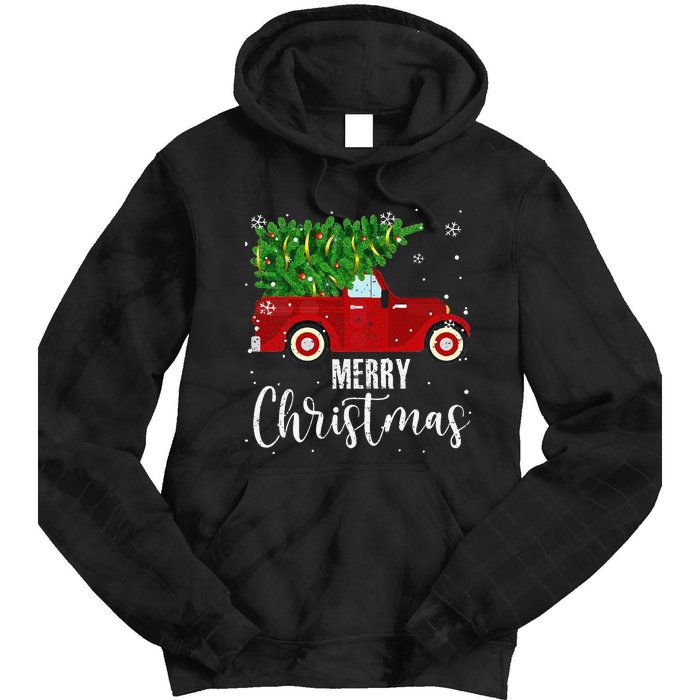 Vintage Wagon Christmas Tree On Car Xmas Vacation Tie Dye Hoodie