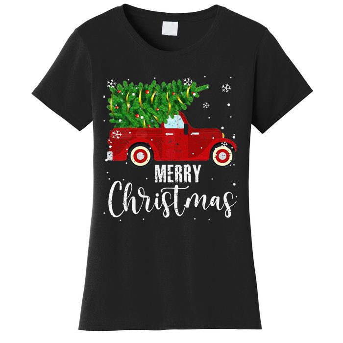 Vintage Wagon Christmas Tree On Car Xmas Vacation Women's T-Shirt