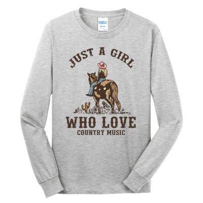 Vintage Western Cowgirl Just A Girl Who Love Country Music Tall Long Sleeve T-Shirt