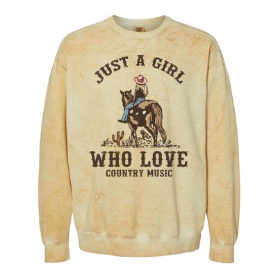 Vintage Western Cowgirl Just A Girl Who Love Country Music Colorblast Crewneck Sweatshirt