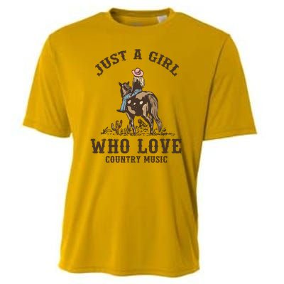 Vintage Western Cowgirl Just A Girl Who Love Country Music Cooling Performance Crew T-Shirt