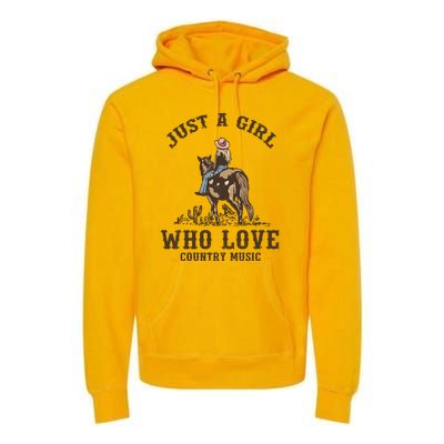 Vintage Western Cowgirl Just A Girl Who Love Country Music Premium Hoodie