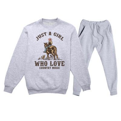 Vintage Western Cowgirl Just A Girl Who Love Country Music Premium Crewneck Sweatsuit Set