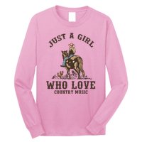 Vintage Western Cowgirl Just A Girl Who Love Country Music Long Sleeve Shirt