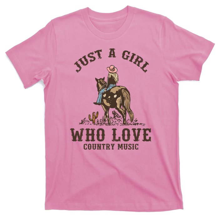 Vintage Western Cowgirl Just A Girl Who Love Country Music T-Shirt