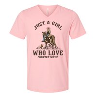 Vintage Western Cowgirl Just A Girl Who Love Country Music V-Neck T-Shirt