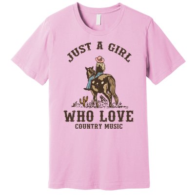 Vintage Western Cowgirl Just A Girl Who Love Country Music Premium T-Shirt