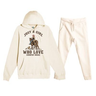 Vintage Western Cowgirl Just A Girl Who Love Country Music Premium Hooded Sweatsuit Set