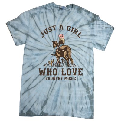 Vintage Western Cowgirl Just A Girl Who Love Country Music Tie-Dye T-Shirt