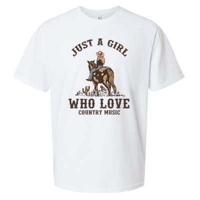 Vintage Western Cowgirl Just A Girl Who Love Country Music Sueded Cloud Jersey T-Shirt