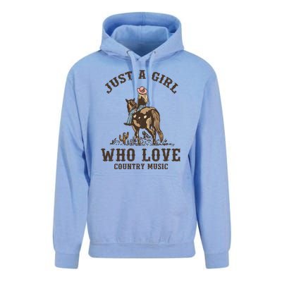 Vintage Western Cowgirl Just A Girl Who Love Country Music Unisex Surf Hoodie