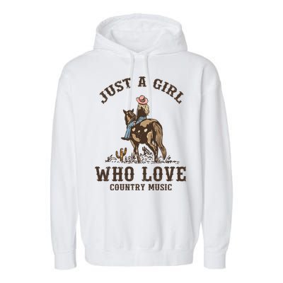 Vintage Western Cowgirl Just A Girl Who Love Country Music Garment-Dyed Fleece Hoodie