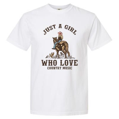 Vintage Western Cowgirl Just A Girl Who Love Country Music Garment-Dyed Heavyweight T-Shirt