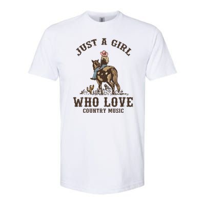 Vintage Western Cowgirl Just A Girl Who Love Country Music Softstyle CVC T-Shirt