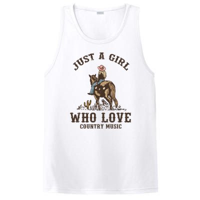 Vintage Western Cowgirl Just A Girl Who Love Country Music PosiCharge Competitor Tank