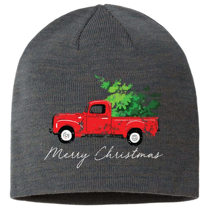 Vintage Wagon Christmas Tree On Car Xmas Vacation Sustainable Beanie