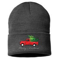 Vintage Wagon Christmas Tree On Car Xmas Vacation Sustainable Knit Beanie