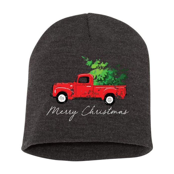 Vintage Wagon Christmas Tree On Car Xmas Vacation Short Acrylic Beanie