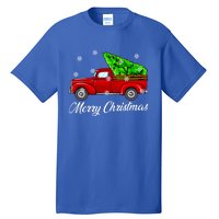 Vintage Wagon Christmas Tree Red Truck Retro Farmer Vacation Meaningful Gift Tall T-Shirt