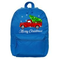 Vintage Wagon Christmas Tree Red Truck Retro Farmer Vacation Meaningful Gift 16 in Basic Backpack